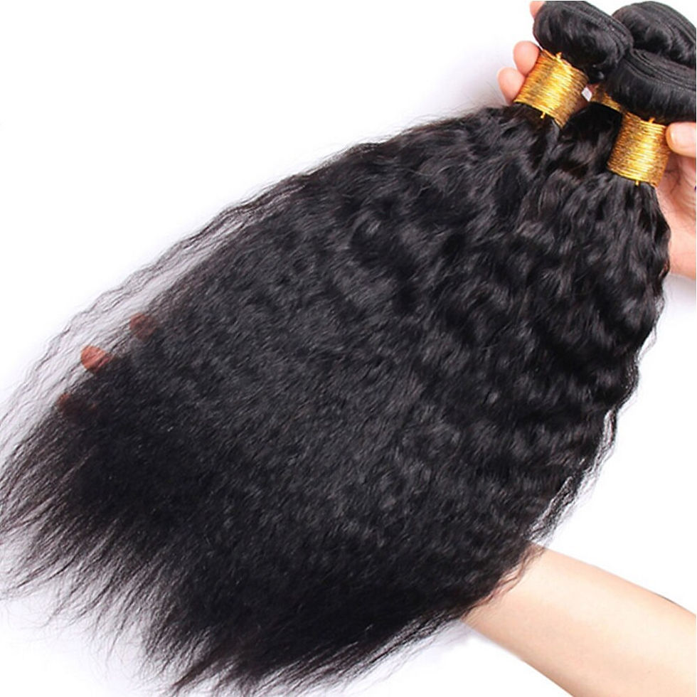 Thumbnail: 12A Kinky Straight Human Hair Bundles With Closure Unprocessed Brazilian Yaki S