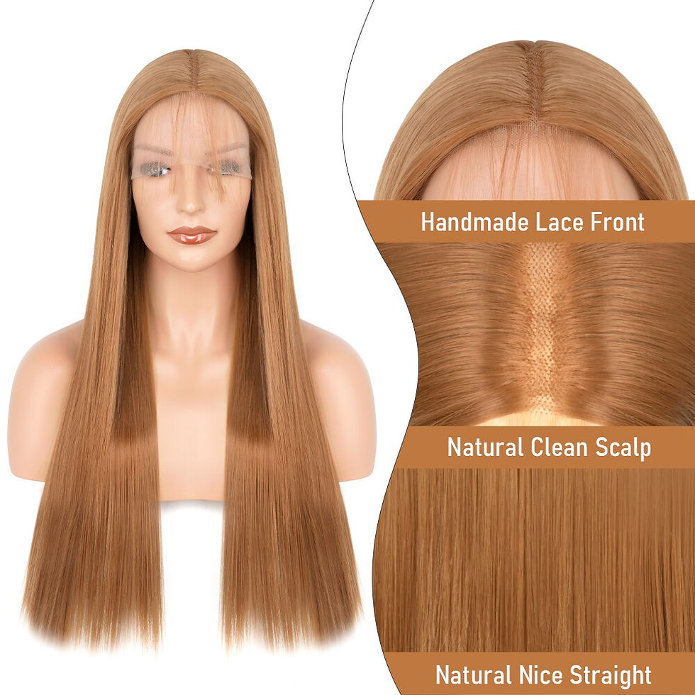 Thumbnail: Long Ginger Blonde Straight Lace Wigs for Women Glueless Synthetic Lace Wig Nat