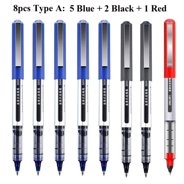 Thumbnail: Deli Rollerball Pens, 0.5mm Quick-drying Liquid Ink Stick Ballpoint Blue Gel Pe