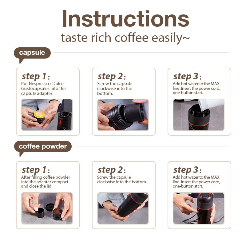 Thumbnail: HiBREW Portable Coffee Machine for Car & Home,DC12V  Expresso Coffee Maker Fit 