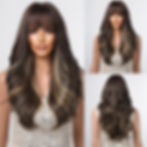 Thumbnail: Blonde White Highlight Wigs WIth Dark Roots Long Wavy Synthetic Hair Wigs for W