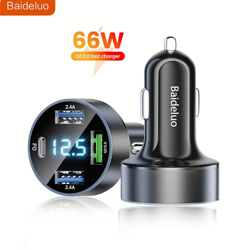 Thumbnail: Olaf 66W PD Car Charger Fast Charging 4 Ports USB Type C QC 3.0 Quick Charge Ca