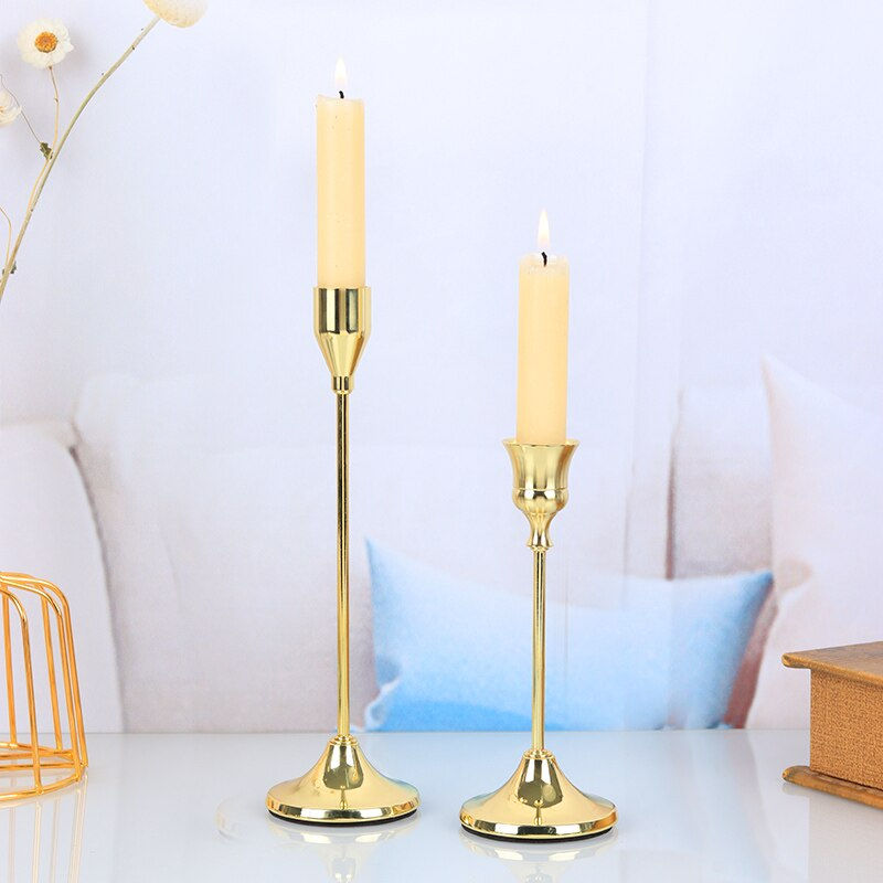 Thumbnail: 2Pcs/Set Nordic Light Luxury Metal Candlestick Simple Wedding Decoration Bar Pa