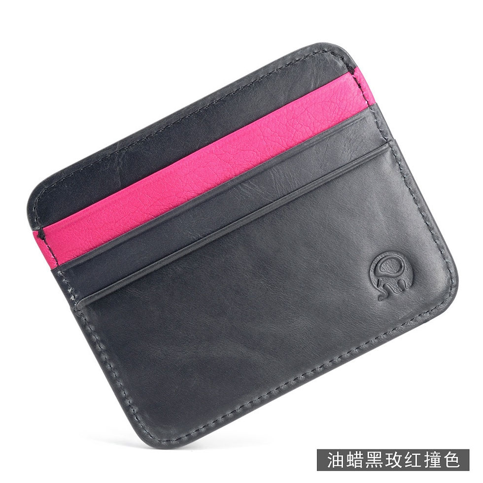 Thumbnail: Retro First Layer Genuine Leather Card Bag with 7 Card Slot Super Thin 100% Rea