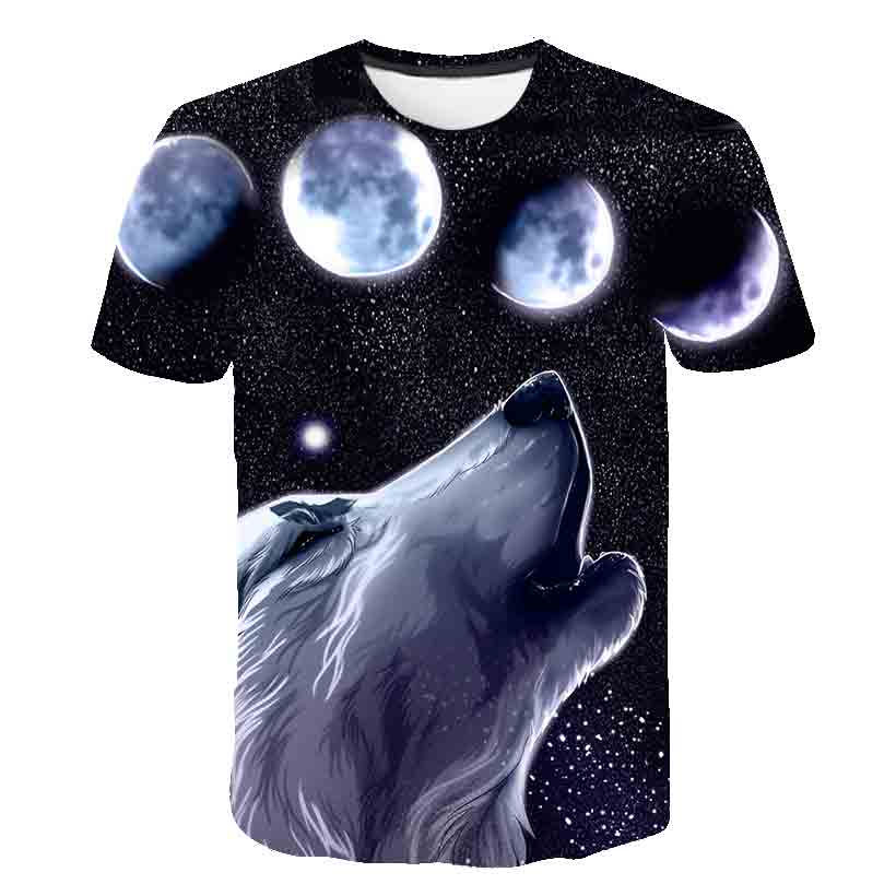 Thumbnail: Kids Boys T-shirt Baby Short Sleeve Animal Wolf Tops Children Summer Print 3D S