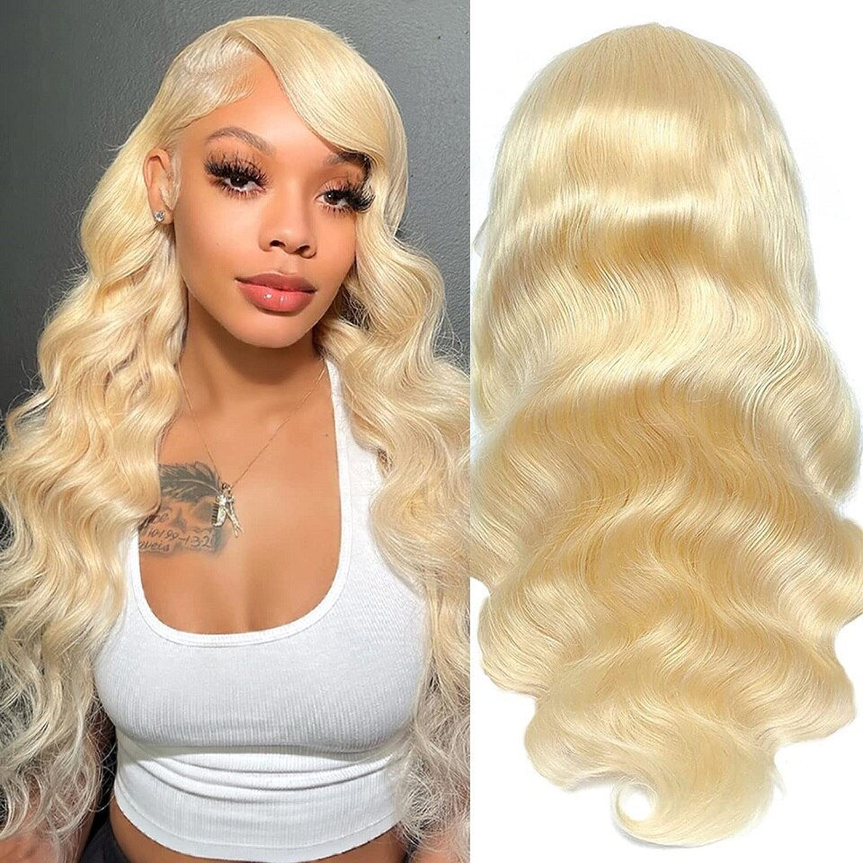 Thumbnail: 613 Blonde Straight Lace Front Wigs Human Hair Brazilian Deep Wave 13x4 Frontal