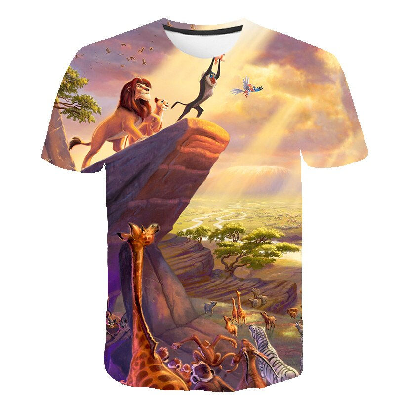 2022 Summer The Lion King Children 3D Cartoon T-Shirts Boys Girls Printing Kids