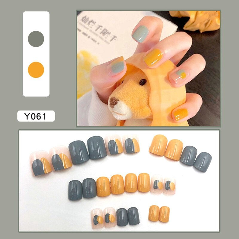 Thumbnail: 24pcs Lovely Girl Nail Art Wearable Press On Fake Nails Tips Full Finished Fals