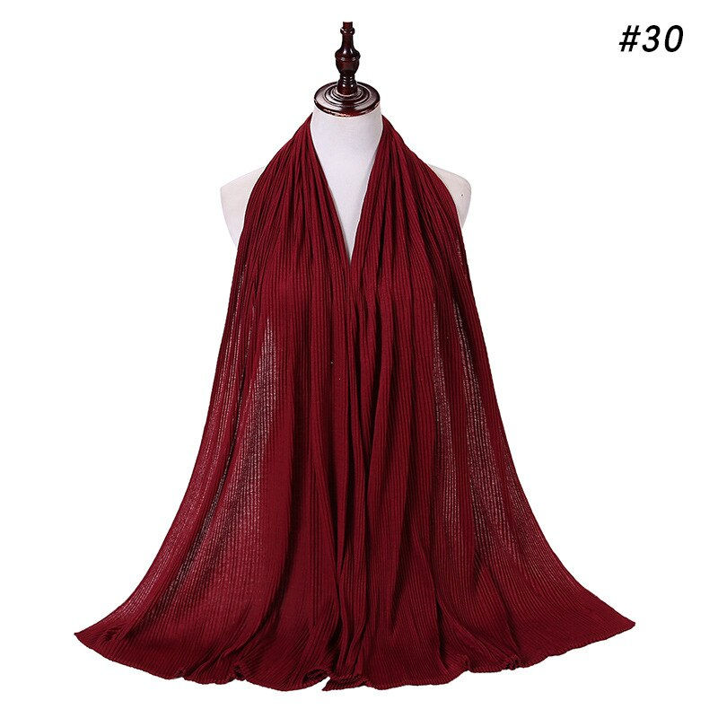 Thumbnail: Plain Jersey Wrinkle Hijab Scarf Cotton Polyester Wrap Elasticity Shawls Crinkl
