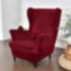 Thumbnail: New Solid Velvet Wing Chair Cover Stretch Armchair Covers Removable Wingback Fu