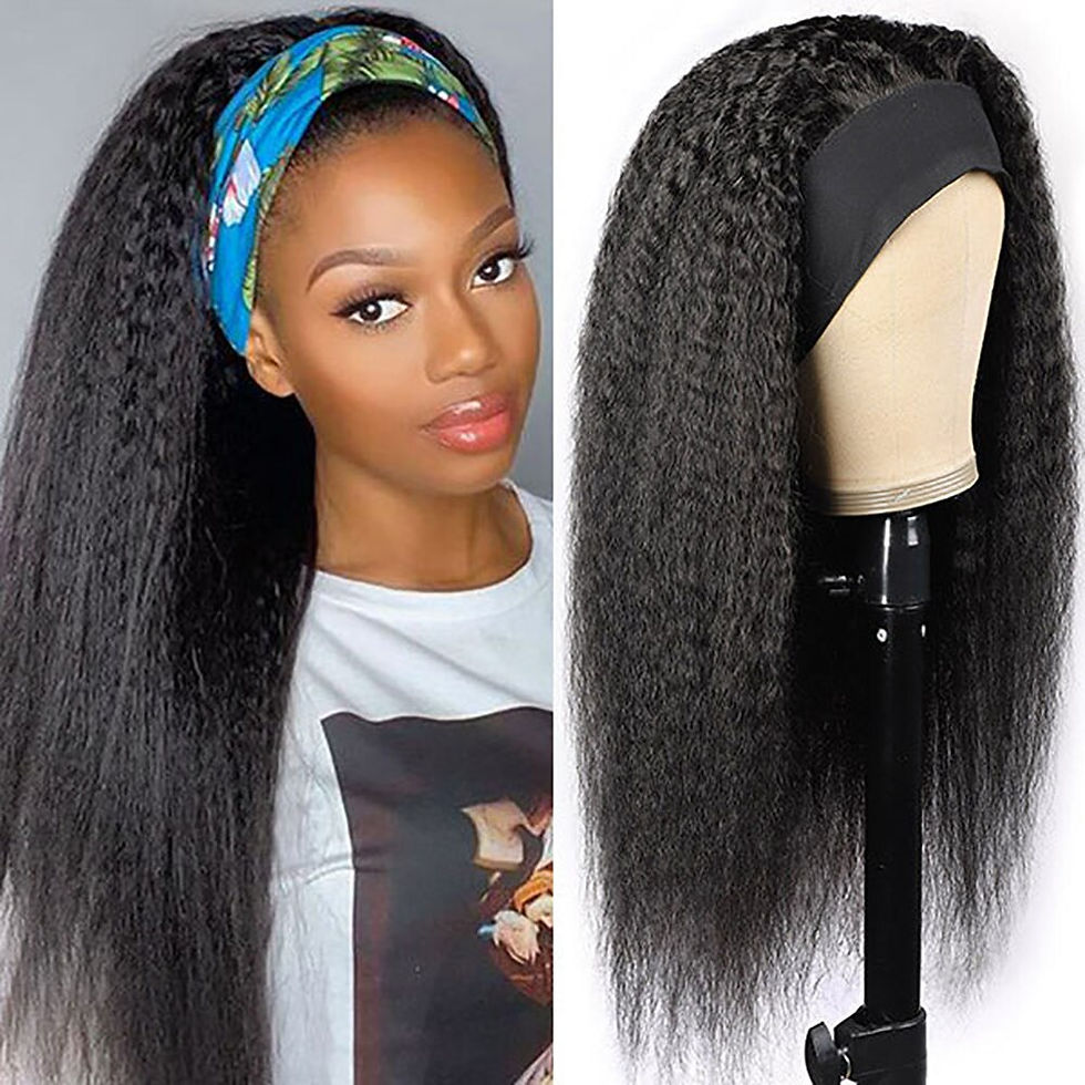 Thumbnail: Kinky Straight Headband Wig Glueless Human Hair Wig Ready To Wear No Lace Front