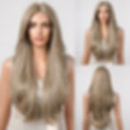 Thumbnail: Blonde Brown Ombre Long Wavy Lace Front Wigs for Women Natural Hairline Synthet