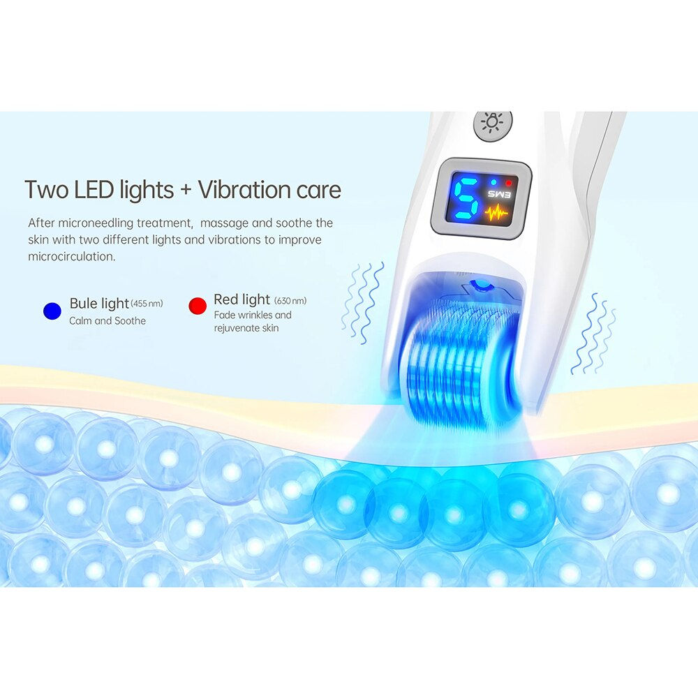 2023 Newest Bio Roller G5 Derma Roller Ems Vibration Led Blue Red Light Derma R