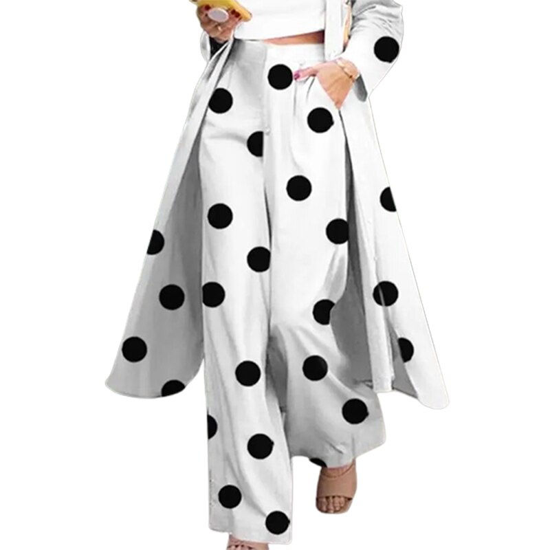 Miniaturbild: Yeezzi 2023 Female Korean Fashion Polka-Dot Long Sleeves Loose Lapel Outerwear 