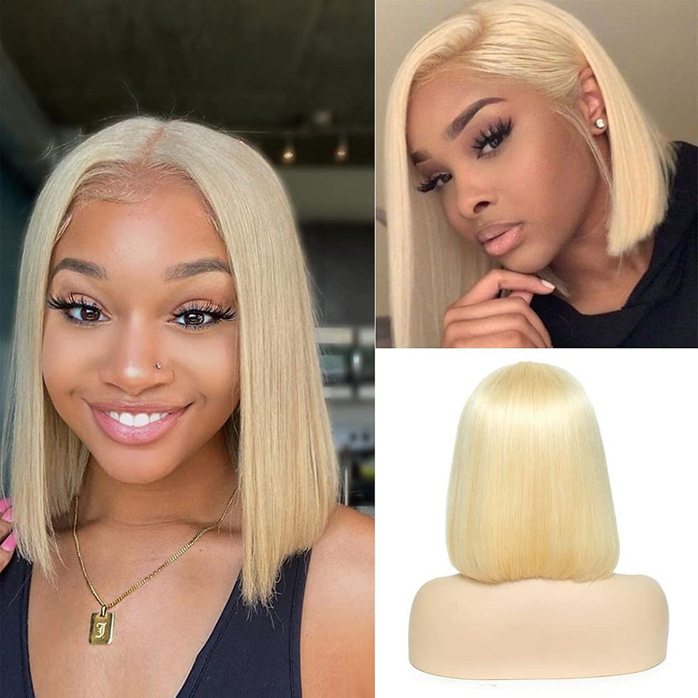 Thumbnail: Sunray Lace front Ombre Honey Blonde Bob Wig 13x1 Honey Brown Straight Human Ha