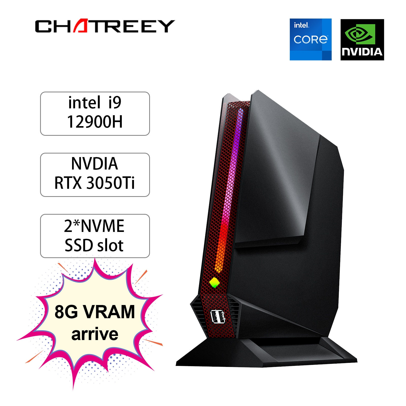 Chatreey G2 Mini PC Intel Core i9 12900H i7 12700H With Nvidia RTX 3050 Gaming