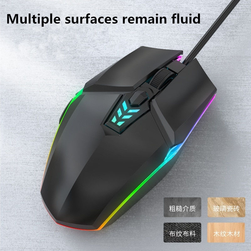 Thumbnail: Wired Gaming Mouse 1600 DPI Optical 6 Button USB Mouse With RGB BackLight Mute 