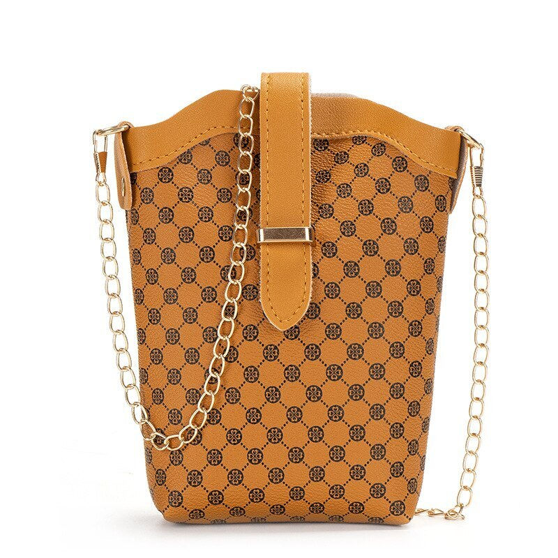 Thumbnail: 2023 New Brown Plaid Fashion Niche Casual One Shoulder Oblique Mini Small Bag T