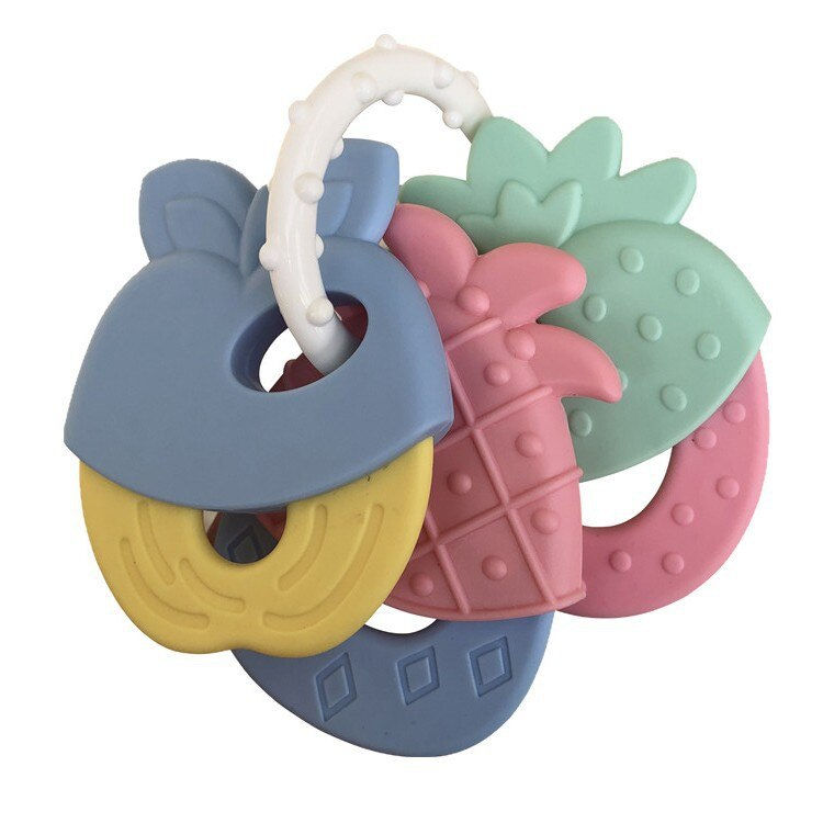 Baby Fruit Style Soft Rubber Rattle Teether Toy Newborn Chews Food Grade Silico