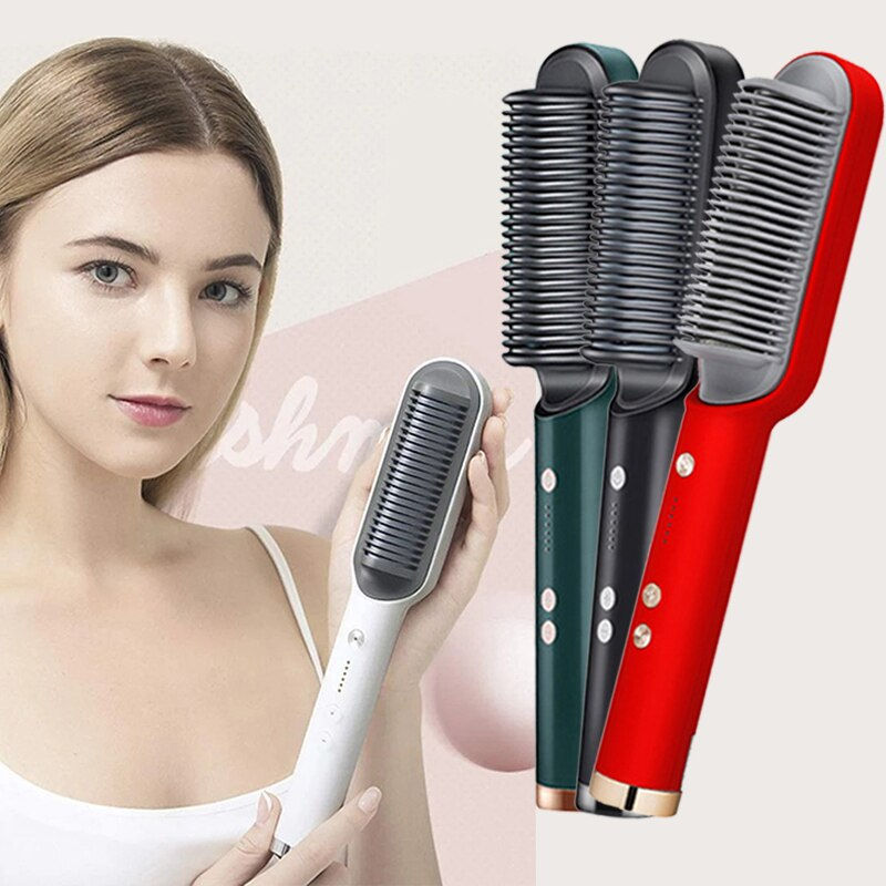 Thumbnail: Hair Straightener Professional Quick Heated Electric Hot Comb Hair Straightener