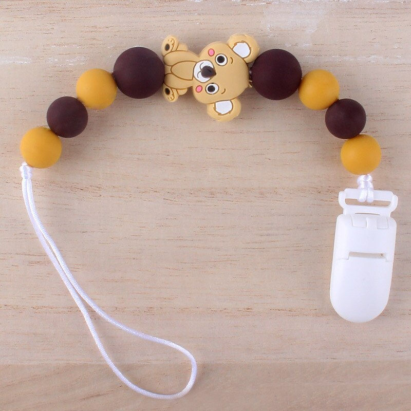Thumbnail: Cartoon Animal Silicone Beads Teething Pacifier Clips Baby Pacifier Holder Dumm