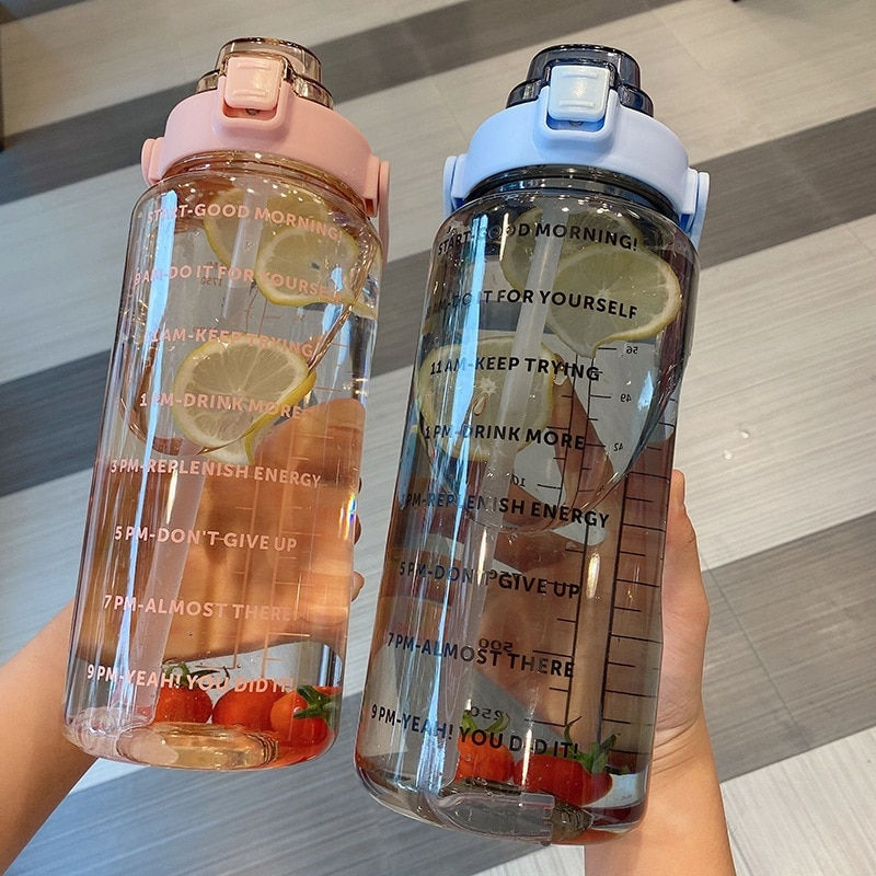 Thumbnail: 2000ml Large Capacity Plastic Straw Water Cup Sports Water Bottle High Value Ou