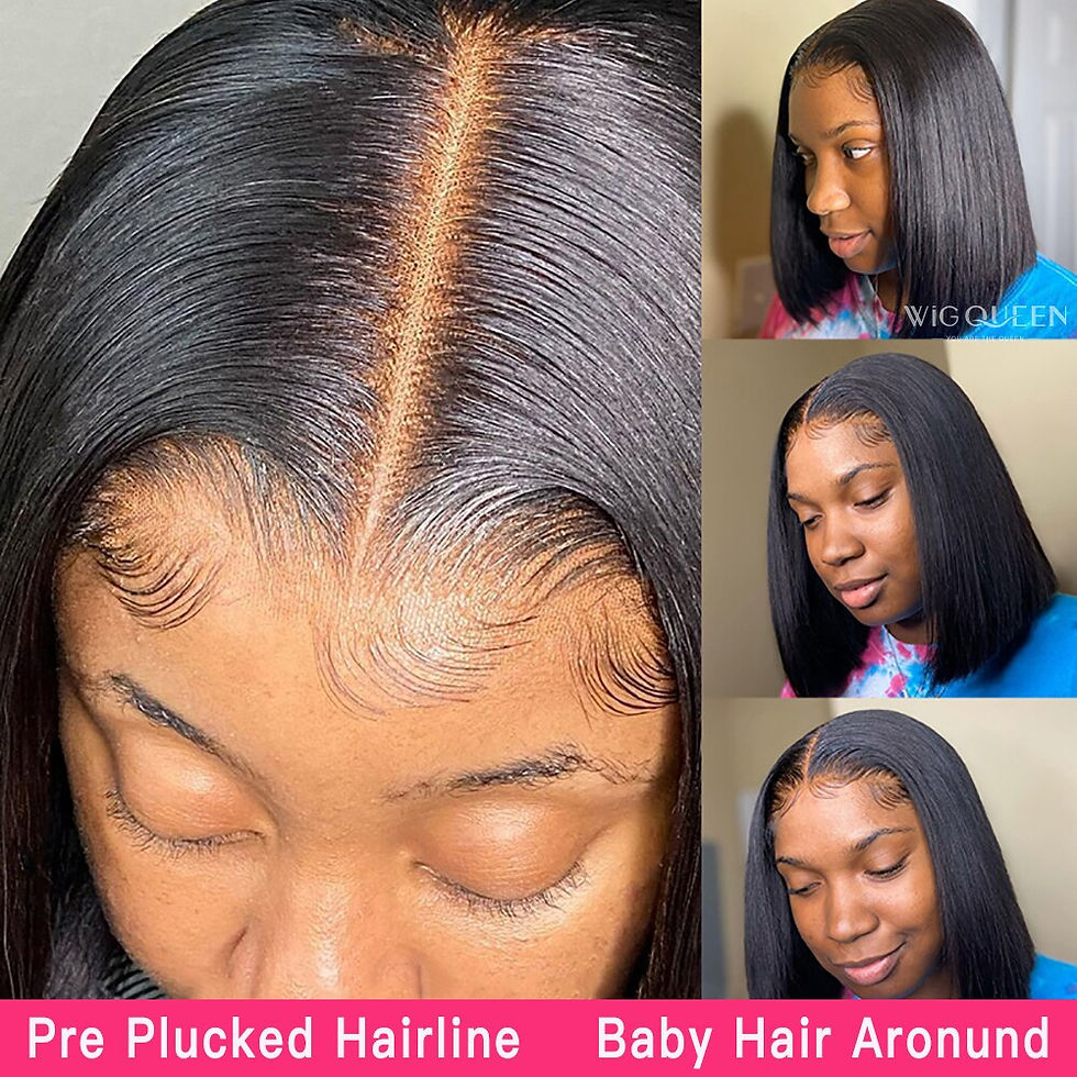 Thumbnail: Short Bob Human Hair Wigs Brazilian Straight T Part Lace Wigs For Women Transpa