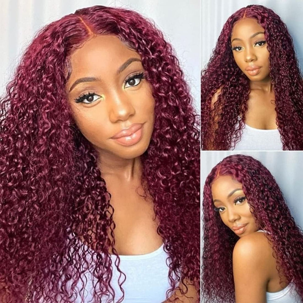 Thumbnail: 99J Red Kinky Curly Synthetic Lace Wigs For Women Pre Plucked With Baby Hair La