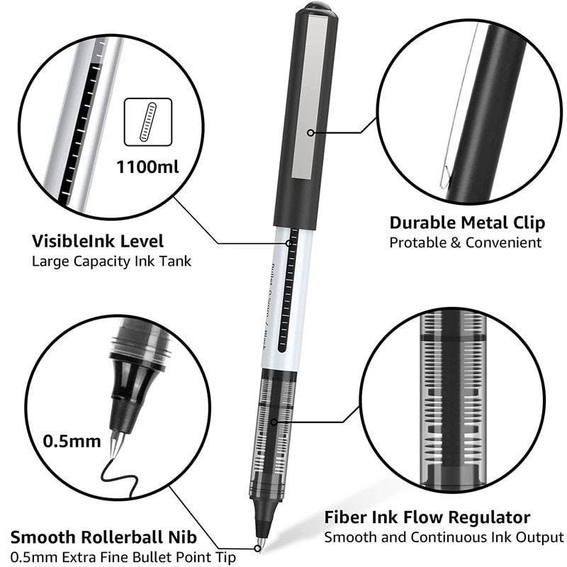 Thumbnail: Deli Rollerball Pens, 0.5mm Quick-drying Liquid Ink Stick Ballpoint Blue Gel Pe