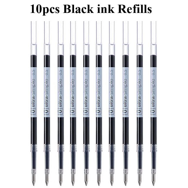 Thumbnail: Retractable Stainless Steel Ballpoint Gel Pens,0.5mm Fine Point Bullet Tip Blac