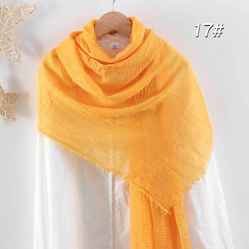 Thumbnail: 90x180cm Solid Colors Cotton Linen Large Scarf Black White Beige Red Blue Pink 