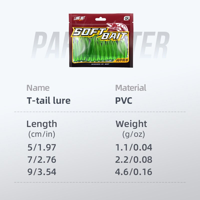 Thumbnail: HANDING PVC Material 5/7/9cm 15Pcs T-Tail Grub Worm Baits Fish Tackle Accessory