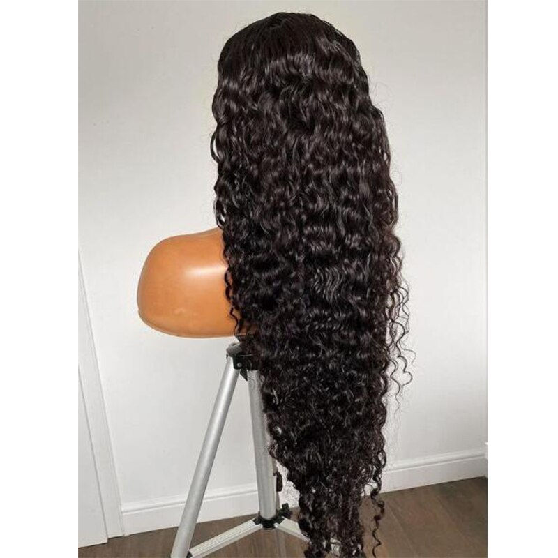 Thumbnail: Glueless Preplucked 26 Inches Long 180%Density Black Kinky Curly Lace Front Wig