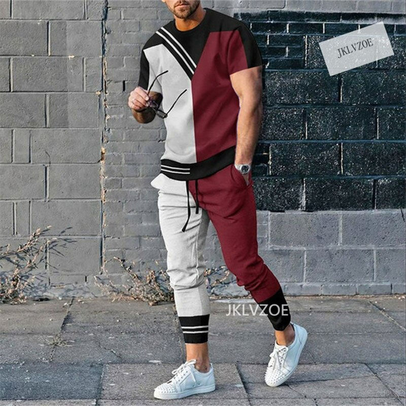Thumbnail: 2023 Fashion Men Tshirt Suit Tracksuit 3D Printed Sportswear Short Sleeve T-shi