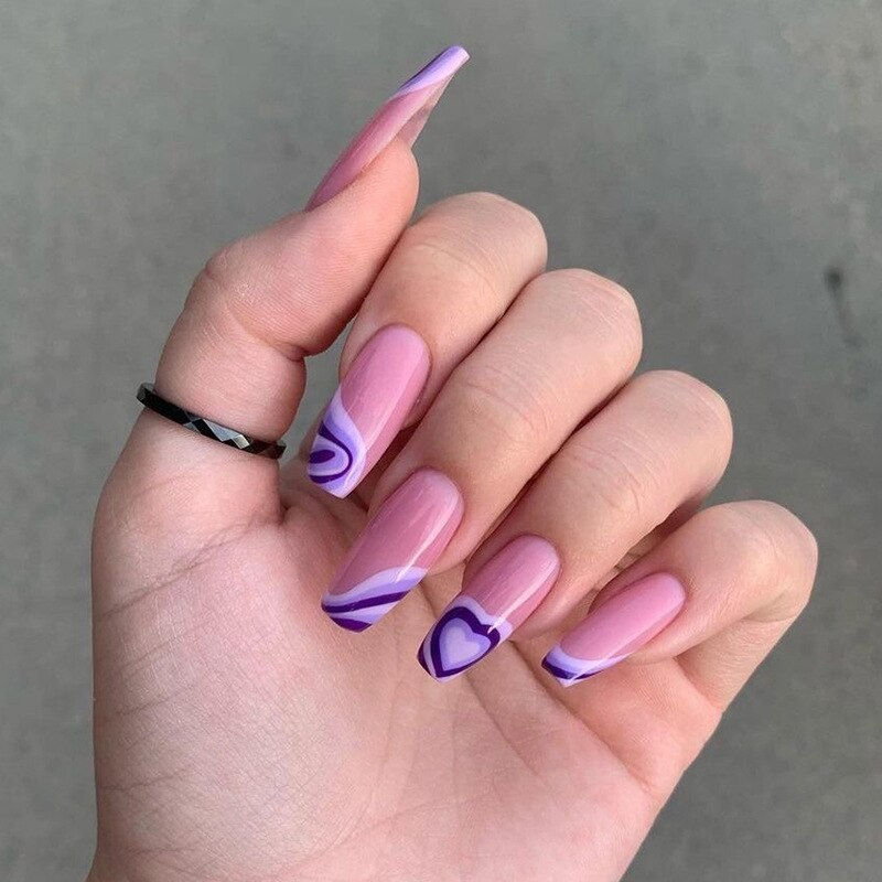 Thumbnail: 24Pcs/Set Manicure Wearable Ballerina Removable Coffin Nail With Glue Fake Nail