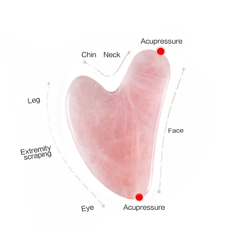 Thumbnail: Natural Stone Jade Gouache Scraper Rose Quartz Facial Gua Sha Tools Neck Massag