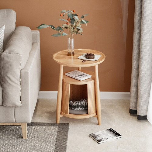 Thumbnail: Nordic Solid Wood Small Coffee Tables Designer Organizer Minimalist Side Table 