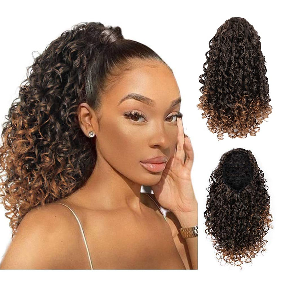 Thumbnail: Kinky Curly Ponytail Long Natural Synthetic Drawstring Ponytail Clip-In Hair Ex