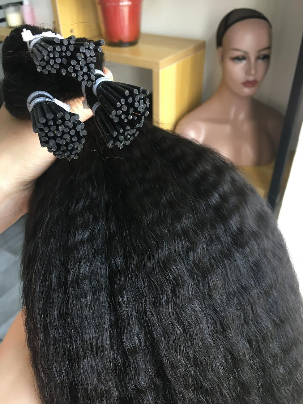 Thumbnail: Microlink Hair Extensions Itips Microlink Human Hair Kinky Straight Hair with F