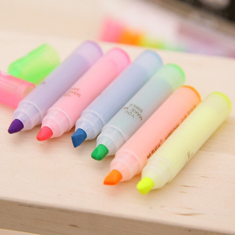 Thumbnail: 6PCS/Set Rabbit Mini Fluorescent Highlighter Pen Kawaii Chalk Marker Pens  Stat