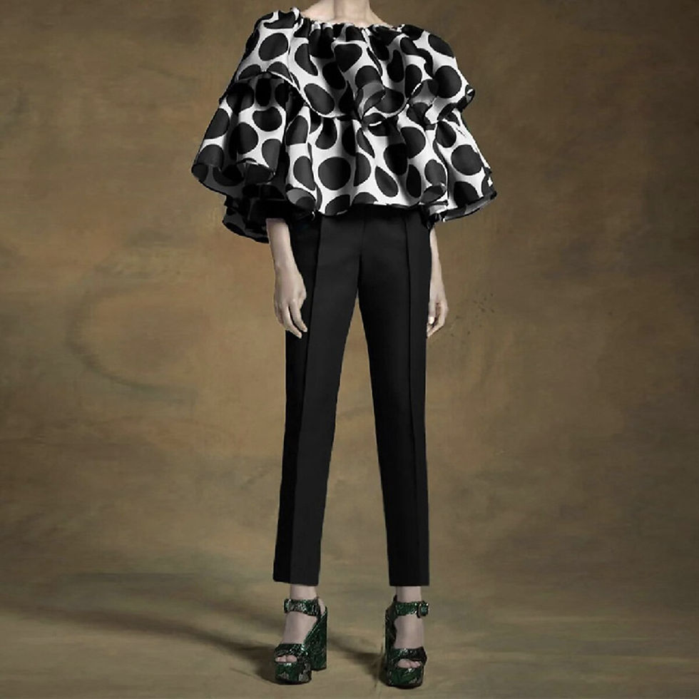 Thumbnail: Yeezzi Summer Female Polka Dot Blouses Fashion Casual Tiered Falbala Elegant Sh