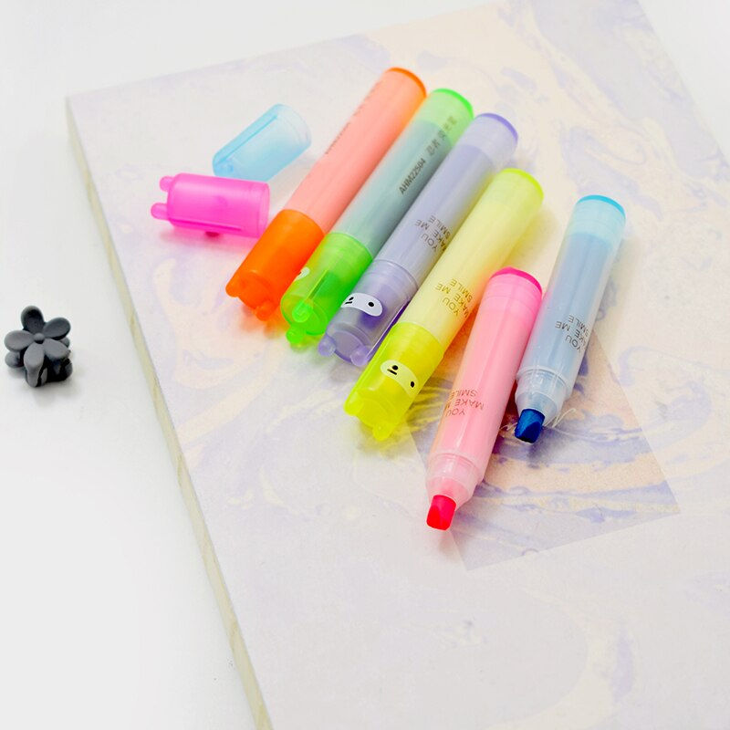 Thumbnail: 6PCS/Set Rabbit Mini Fluorescent Highlighter Pen Kawaii Chalk Marker Pens  Stat