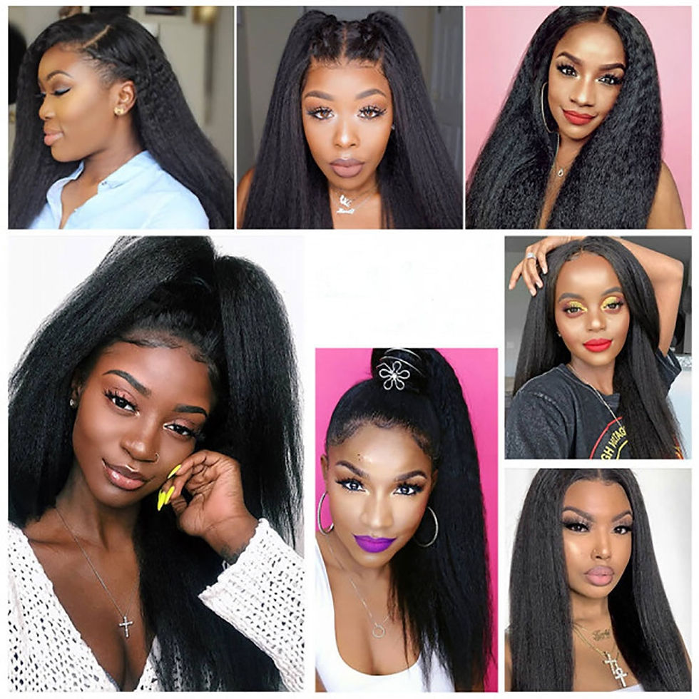 Thumbnail: Lace Front Wigs Kinky Straight Human Hair Wig HD Transparent Yaki Straight Lace