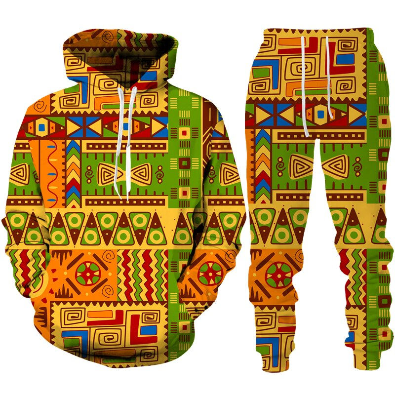 Thumbnail: Colorful Folk-Custom 3D Print Hoodie+Pants Suit Men Women Long Sleeve Sports Tr