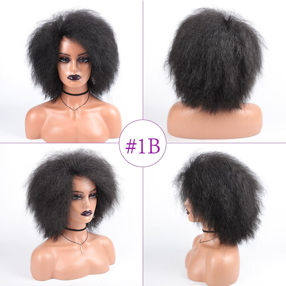 Thumbnail: Afro Kinky Straight Synthetic Wig High Puff Synthetic Hair Wig Afro Style Wig f