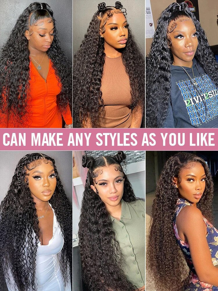 Thumbnail: 34inch Curly 13x4 Lace Front Human Hair Wigs For Women Brazilian Glueless Deep 