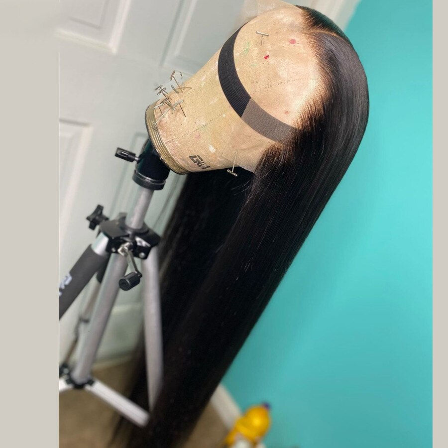 Thumbnail: Natural Black Preplucked Soft 180Density 26Inch Long Silky Straight Lace Front 