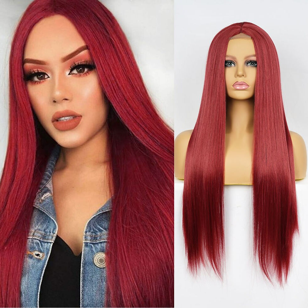 Thumbnail: Light Brown Synthetic Long Straight Wig Middle Part Natural Hairline Wig Highli