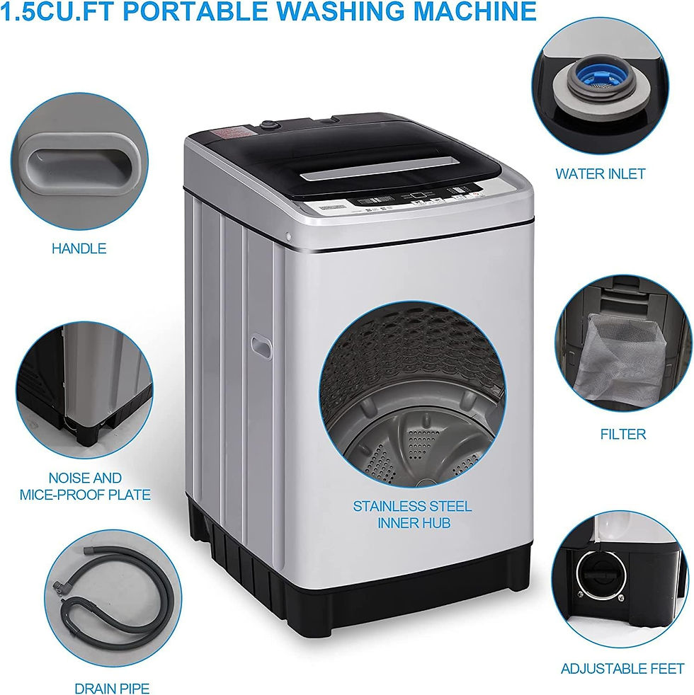 Miniatura: KUMIO 1.5 Cu.ft Washing Machine, 11Lbs Automatic Portable Washer with 8 Wash Pr