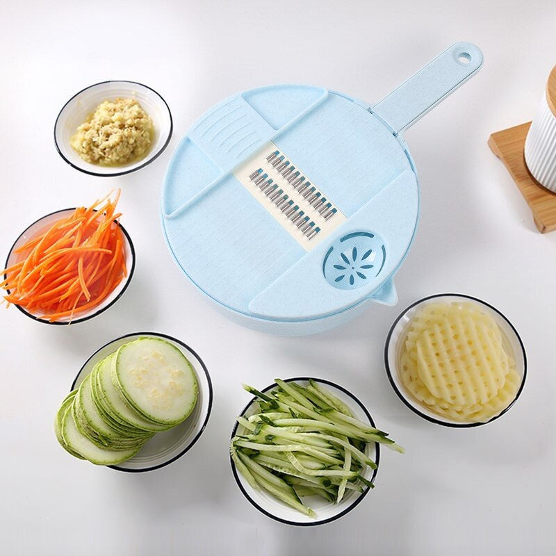 Thumbnail: 12 PCS Multi-Function Vegetable Chopper Carrots Potatoes Grater Cut Shred Manua